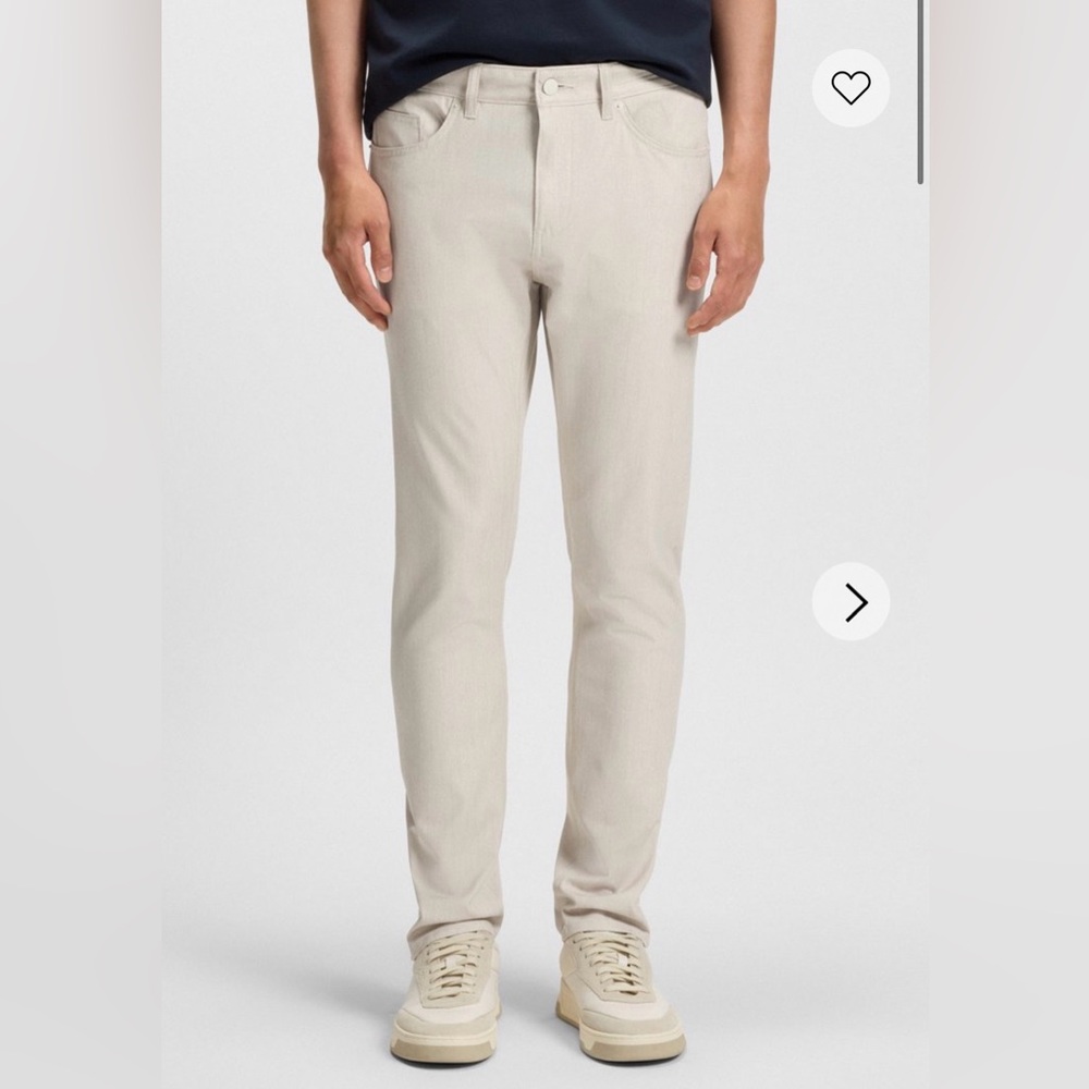 BOSS Delaware slim-fit trousers in wrinkle-resistant dobby, White, 32X32